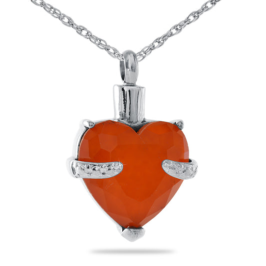 Orange Crystal Heart Steel Keepsakes
