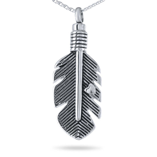 Stainless Delicate Feather Keepsake