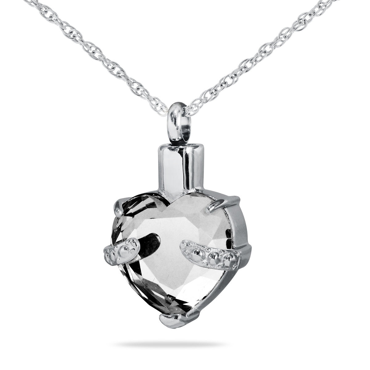Clear Heart Steel Pendant Urn