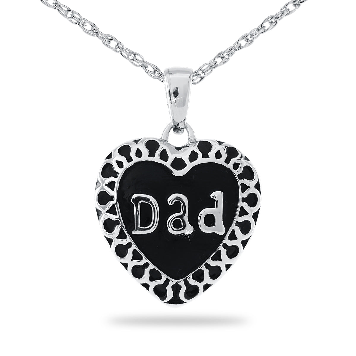 Silver Dad Heart Necklace Keepsake