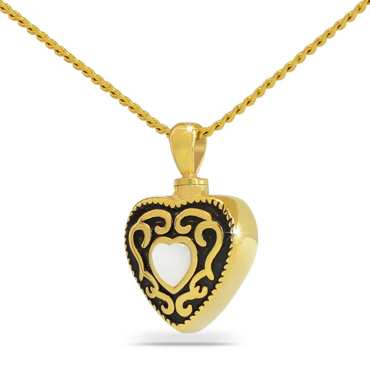 Western White Heart Solid Gold keepsake