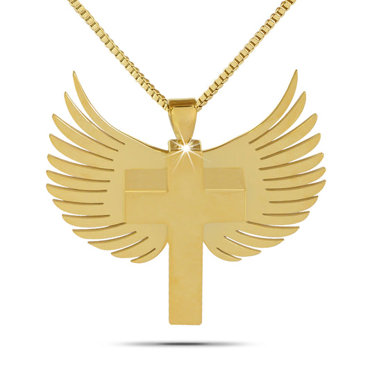 Angel Wings with Cross Solid Gold Keepsake