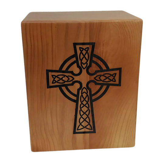 Celtic Cross Wooden Urn